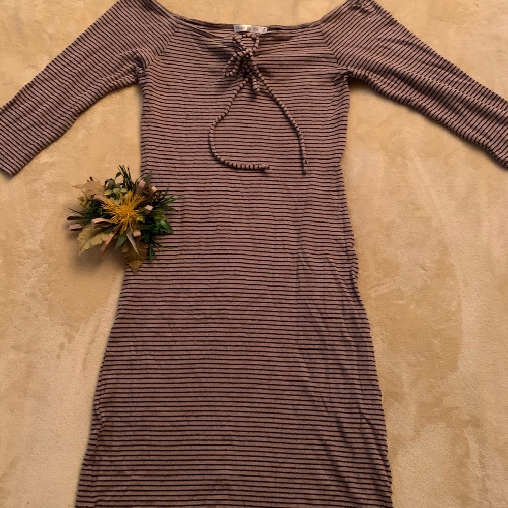 🌸Light Brown&Black Stripped Dress🌸